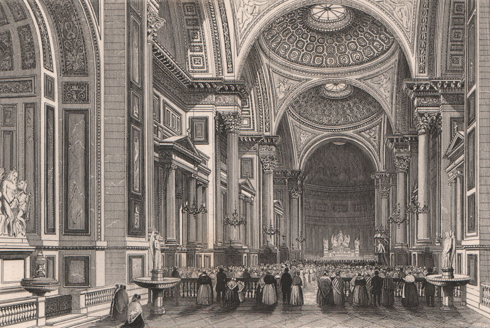 PARIS. Interior of the Madeleine. BICKNELL 1845 old antique print picture